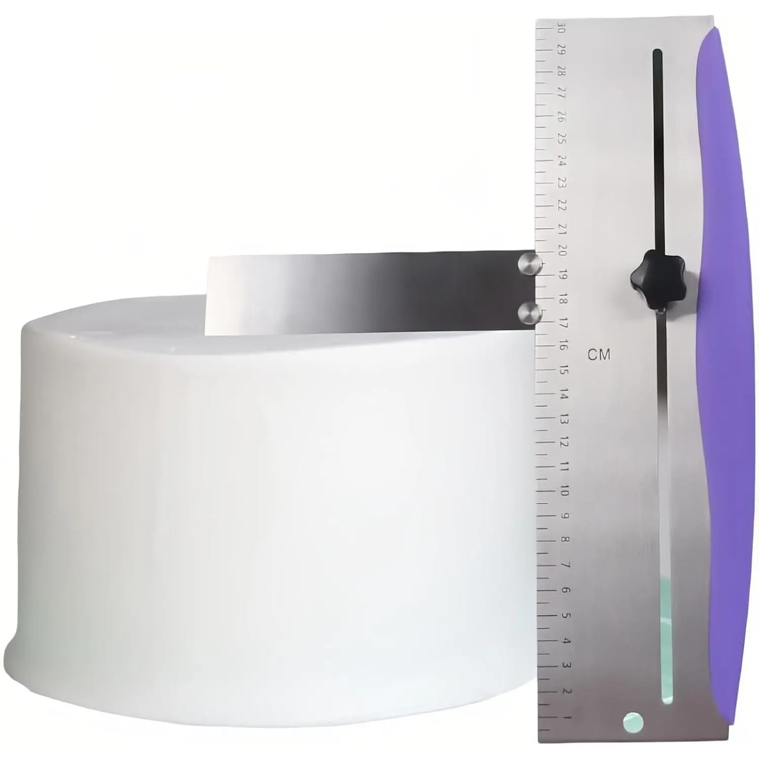 12 Inch Stainless Steel Adjustable Cake Scraper Smoother, Bench Scraper Cake Decorating Tools for Icing Frosting Cream Edge, Kitchen Spatula for Mousse Cheese Cream Cake (Purple)