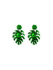Vibrant Monstera Earrings, Bohemian Style Beach Party Accessories, Folded Surface Design, Perfect for Festive