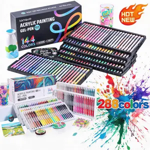 Languo 288 Color Acrylic Neutral Pen Set, Multi-Color Kit for Student Hand Drawing, Non-Disposable Gel Pen for Creative Projects