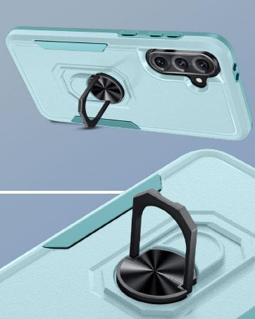 Janmitta Compatible with Motorola Moto G 2025 Case with Screen Protector,Heavy Duty Shockproof Full Body Protective Cover Built in Rotatable Metal Ring Holder Kickstand,Navy Blue