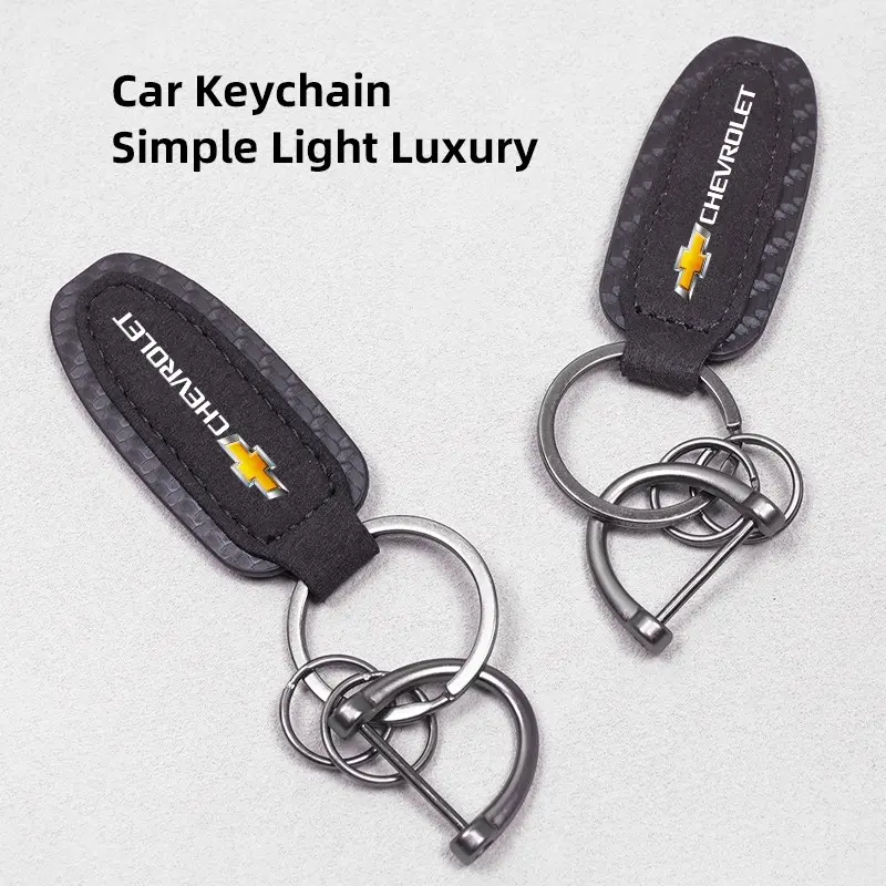Metal Leather Car Keychain Car Key Ring For Chevrolet Corvette Montana TrailBlazer Silverado Traverse Camaro Suburban Equinox Bolt Cruze Malibu Colorado Trax SS Spark Captiva Onix Spin Impala Cobalt