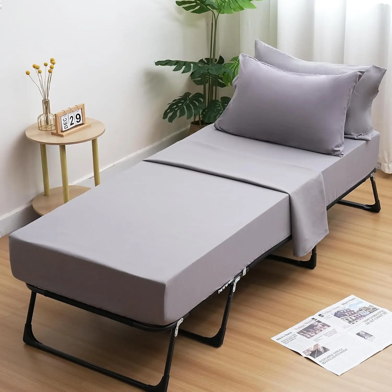 Cot Sheets 31" x 75", 4 Piece Cot Sheet Set for Narrow Twin/RVs Bunk/Camper Bunk/Guest Beds/Army Cots/Trifold Mattress/Travel Size Mattress, Shrinkage & Stain Resistant, Gray
