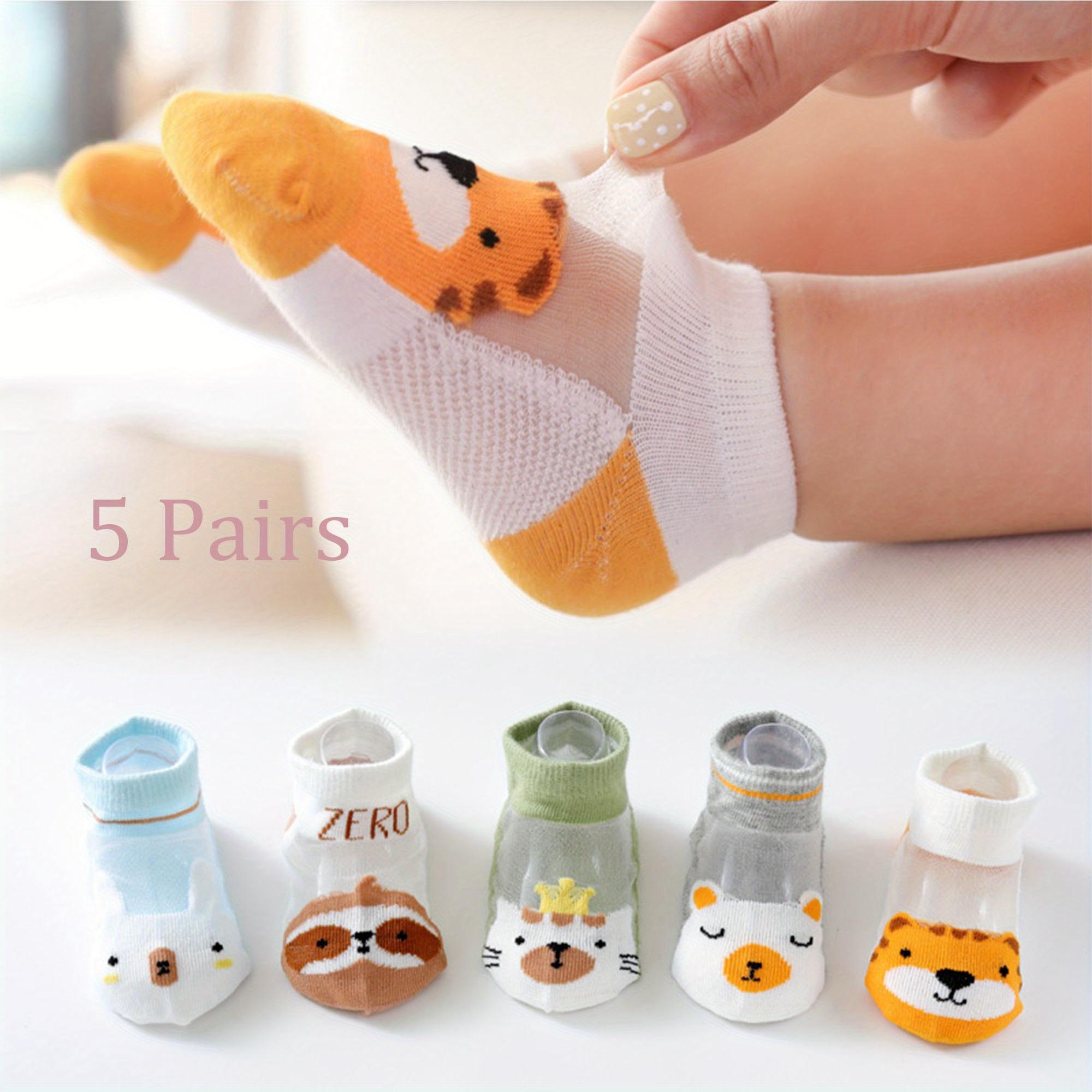 5 pairs of thin mesh breathable soft and comfortable socks boys and girls, cute cartoon socks, children's fashion socks spring and summer