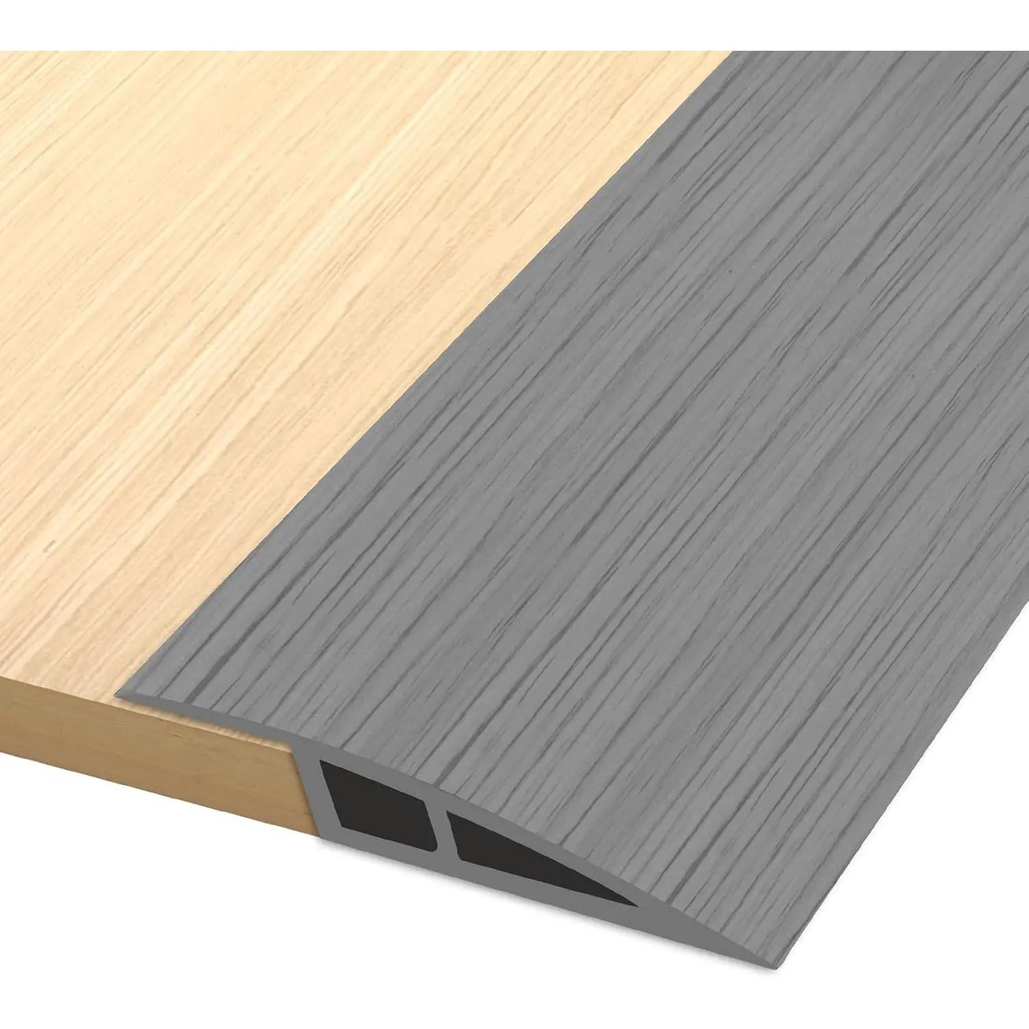 Self Adhesive Vinyl Floor Transition Strip Door Threshold Strip, Rubber Flooring Transition Ramps for Doorways from 1/5" to 2/5", Light Gray Wood Grain, 3.3 Ft