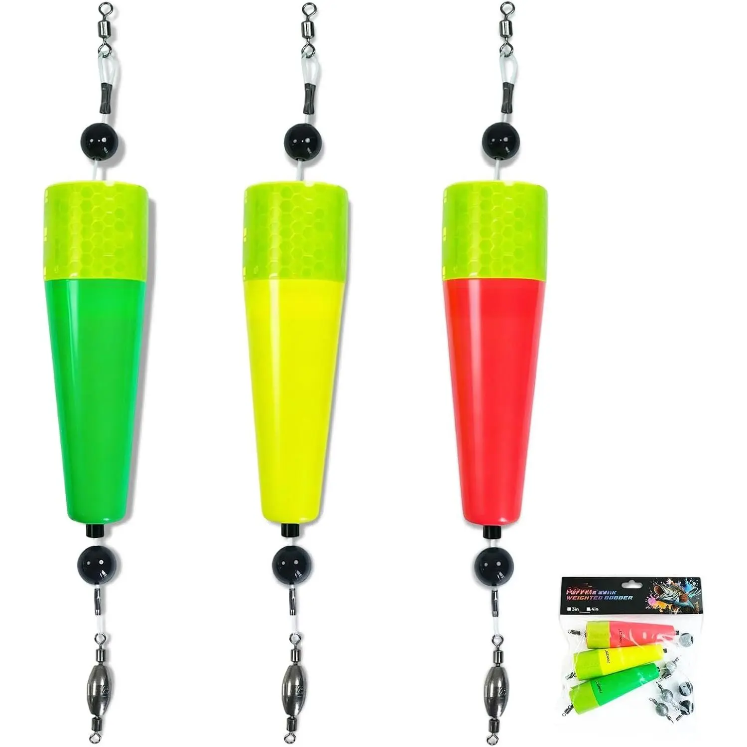 Popping Cork Fishing Floats, 3in/4in Weighted Fishing Bobbers, 3/6-Pack for Saltwater & Freshwater
