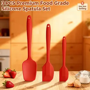 3-Piece Cooking Spatulas Set, Professional Kitchen Utensils for Non-Stick Cookware, Silicone Spoon for Cooking, Serving, Mixing, Holiday Gift