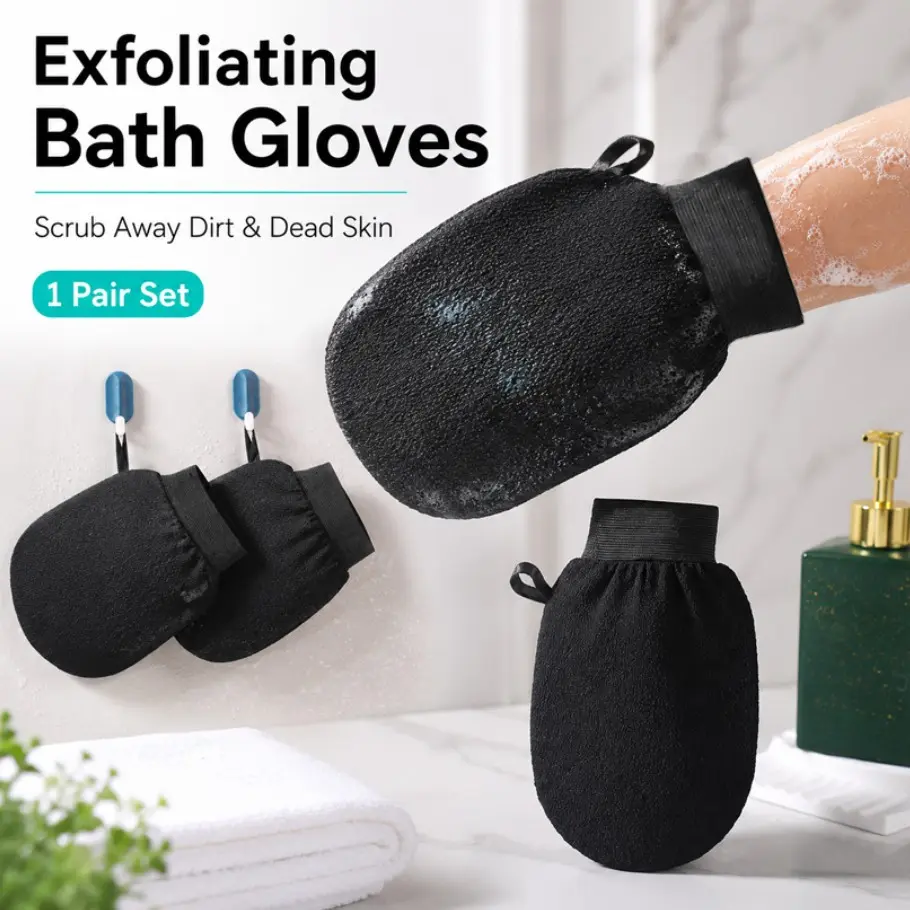 Double-Sided Exfoliating Bath Gloves, Thickened Cleaning Shower Gloves, Back Scrubber for Home Use, Pair of Bath Accessories