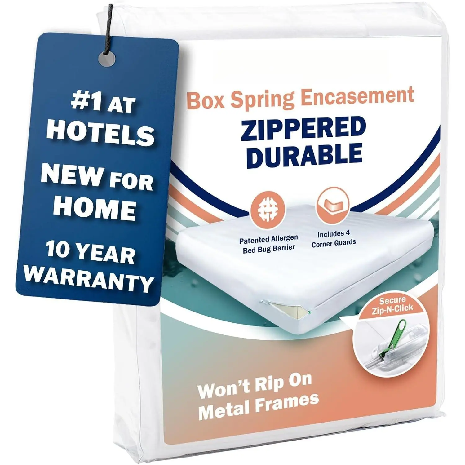 PRO Box Spring Encasement -   Against , Dust , and  - Water Resistant, MicronOne Allergen Barrier, Zip-N-Click ()
