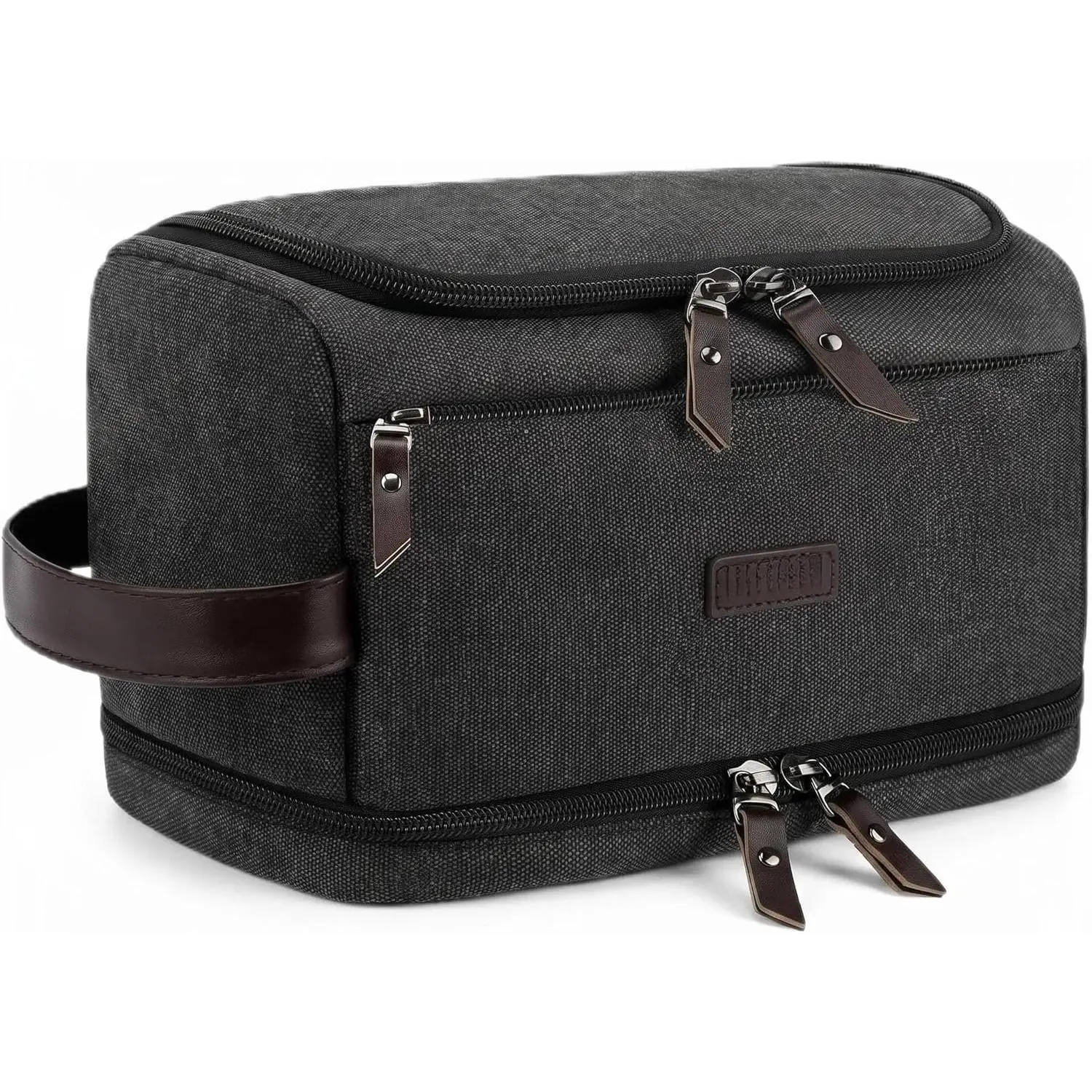 Toiletry Bag for Men,  Layers Canvas Travel Toiletries Bag | Water-Resistant Travel Organizer with Elastic, Large Capacity Dopp Kit,  Shaving Hygiene Bag, Black