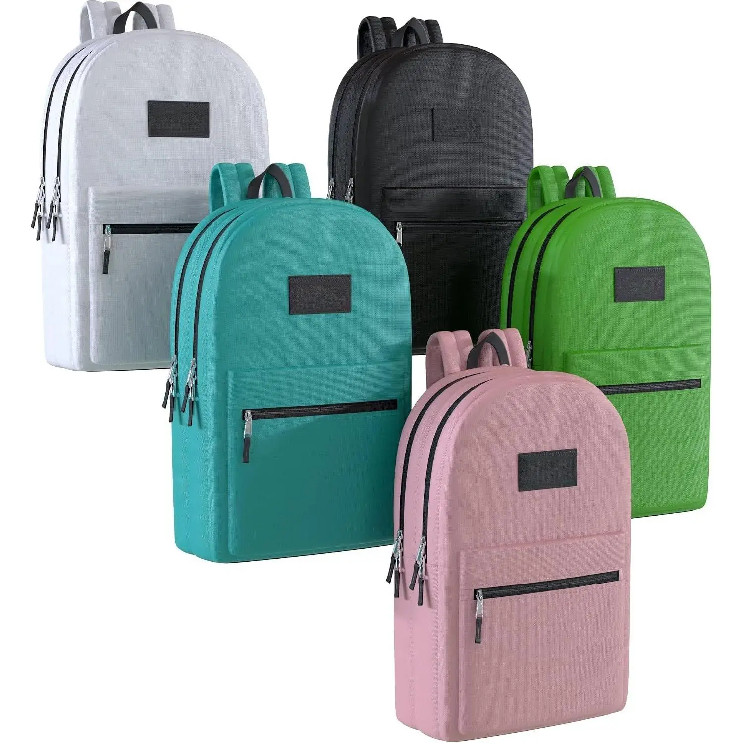 5 Pack Bulk Backpacks, Wholesale 17-Inch Lightweight Bookbags for , Adults, School, Classroom, Travel, Gym Supplies with 2 Large, 1 Small Pocket,  for Events, Corporate , Mix