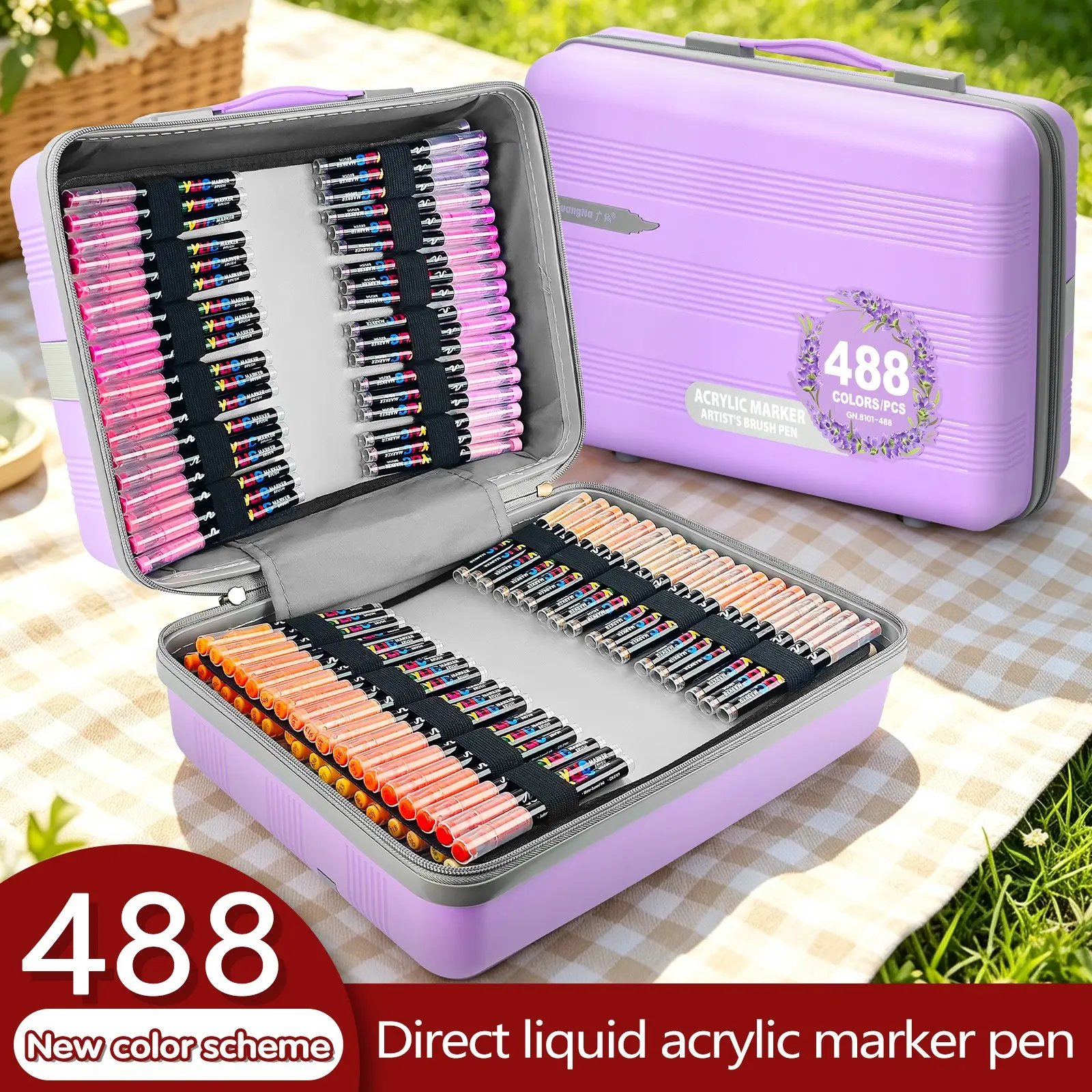 Guangna 488/408/360 Color Marker Pen Set, Travel Gift Box, Layerable Colors, DIY Art Creation, Office Supplies, Art Tools, Perfect for Gifts