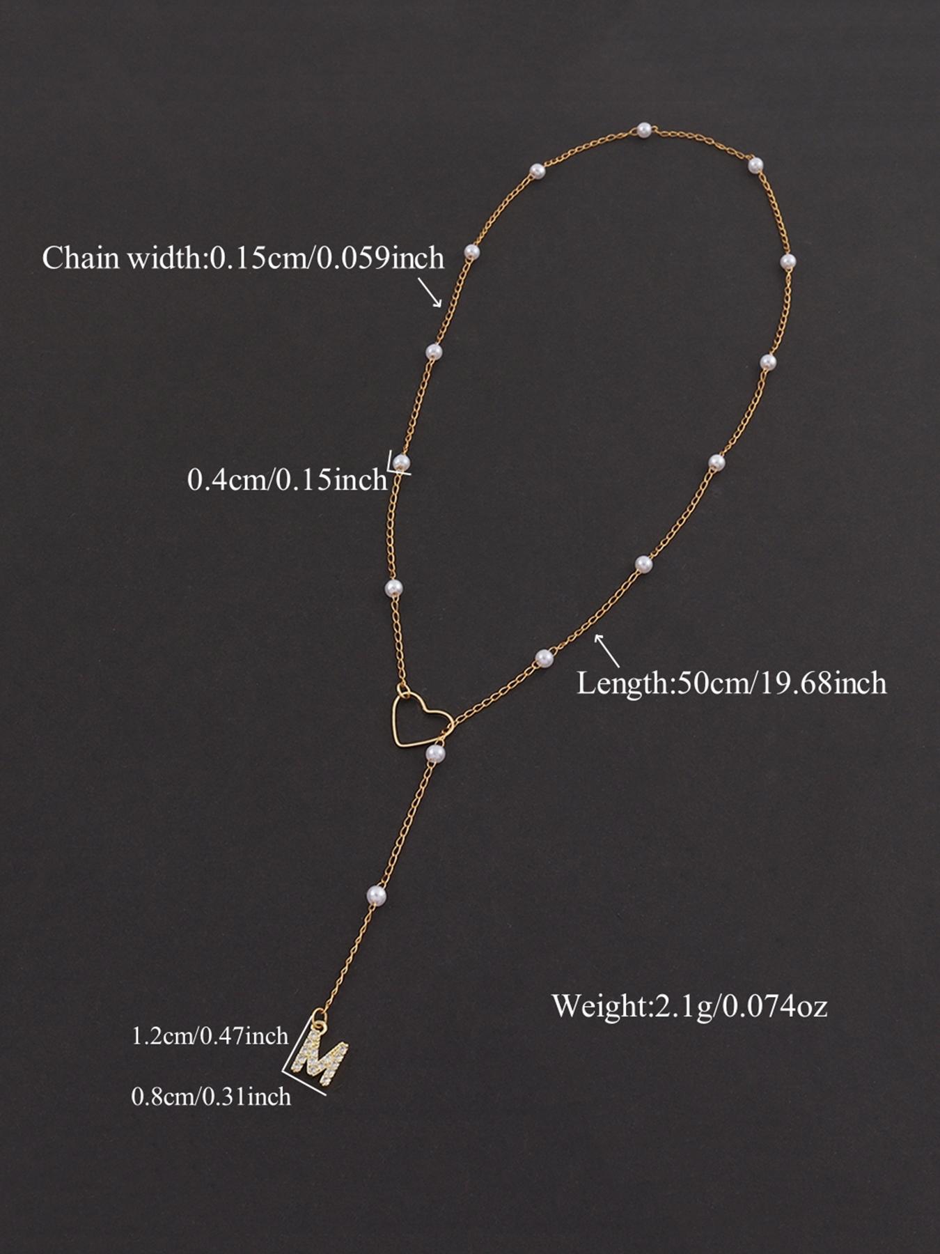 Letter Heart Design Pendant Necklace for Women, Rhinestone Decor Stainless Steel Jewelry for Gift, Elegant All-match Fashion Accessories for Daily Wear, Initial Letter Necklace