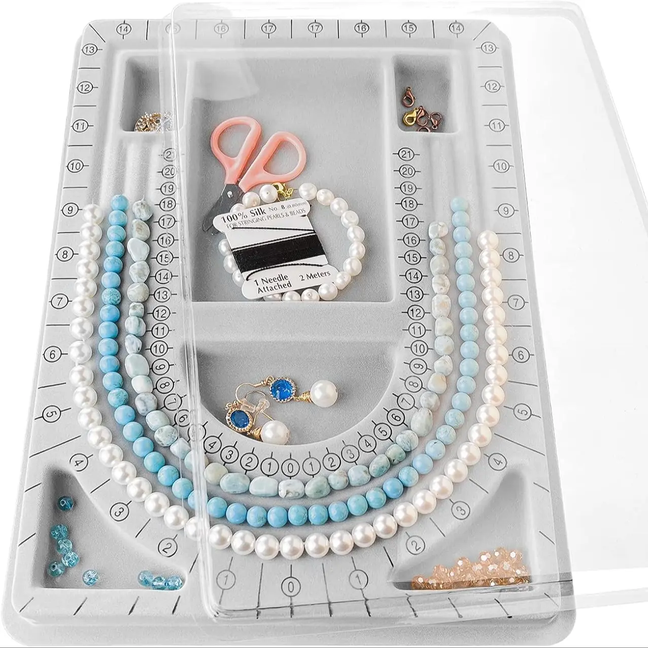 Jewelry Bracelet Necklace Making DIY Design Board, Jewelry Tools, Bead Stringing Design Tray, Size Scale Plate, 108 Beads Measurement Disk, DIY Kits, Jewelry Making Supplies