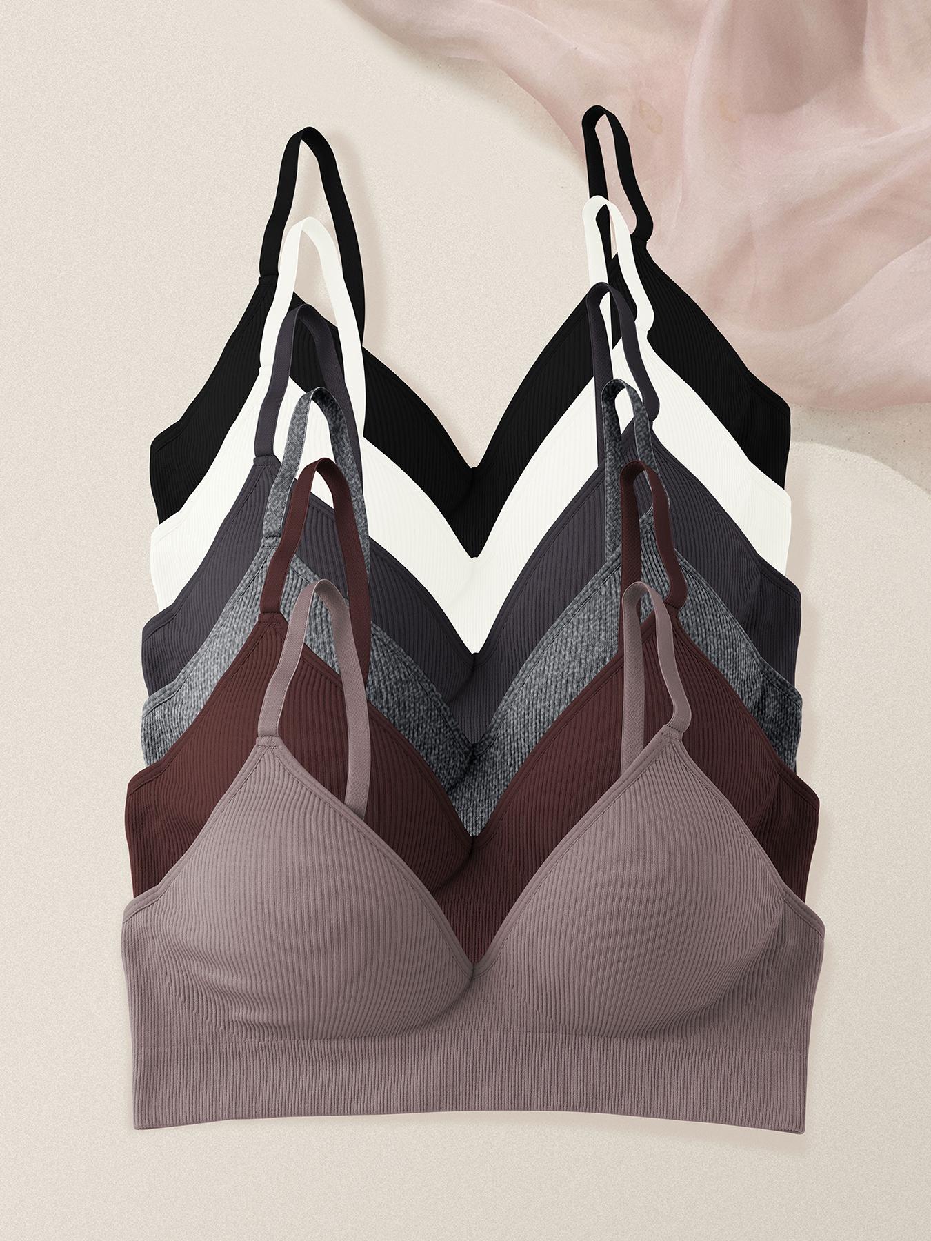 Women's Solid Wireless Bralette, Adjustable Strap Push Up Bra, Soft Comfortable Breathable Lingerie for Daily Wear, Breathable Comfy Bra