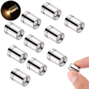 10pcs LED Mini Lights, Small Led Lights for Dollhouse Silver Plastic Battery Included Doll House Electric Lights for Paper Lantern Party Decoration Crafts Dollhouse Accessories(Warm White Light)