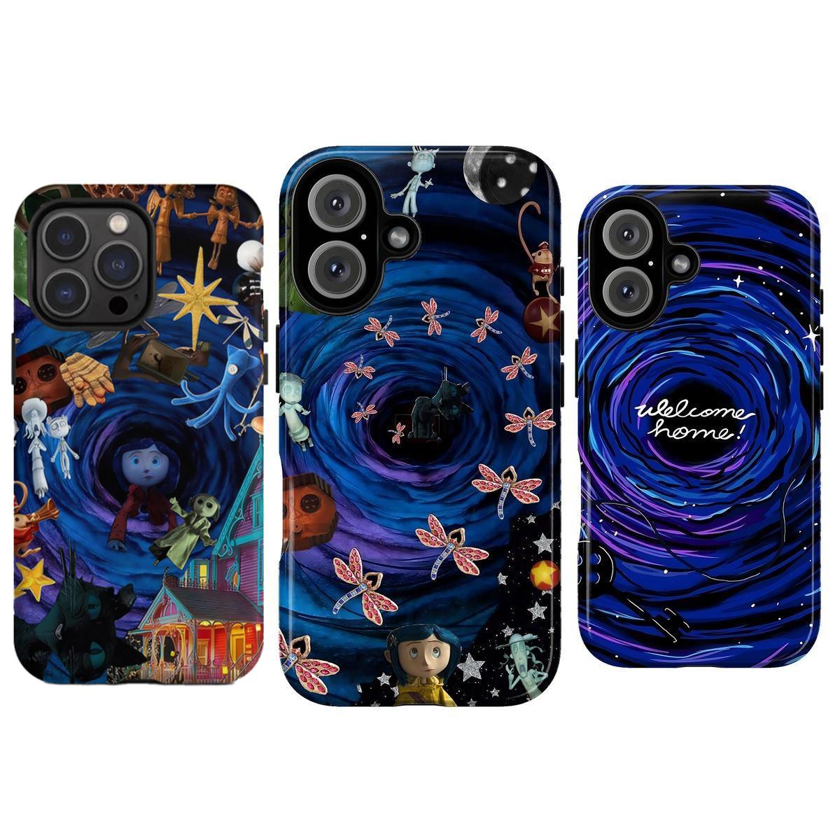 Whimsical Coraline Phone Case for iPhone 17 Pro Max Plus Air&Samsung Galaxy S26 Ultra,Creepy Cute Whimsical Coraline Phone Case for iPhone 17 Pro Max Plus Air&Samsung Galaxy S26 Ultra,Creepy Cute