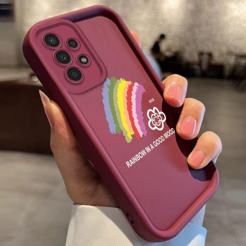 Healing-Themed Rainbow Flower Pattern Phone Case for Samsung Galaxy S26 S25 S24 S23 S22 S21 Fe Plus Ultra A13 A14 A15 A16 A17 A33 A34 A35 A36 A52 A53 A54 Note20