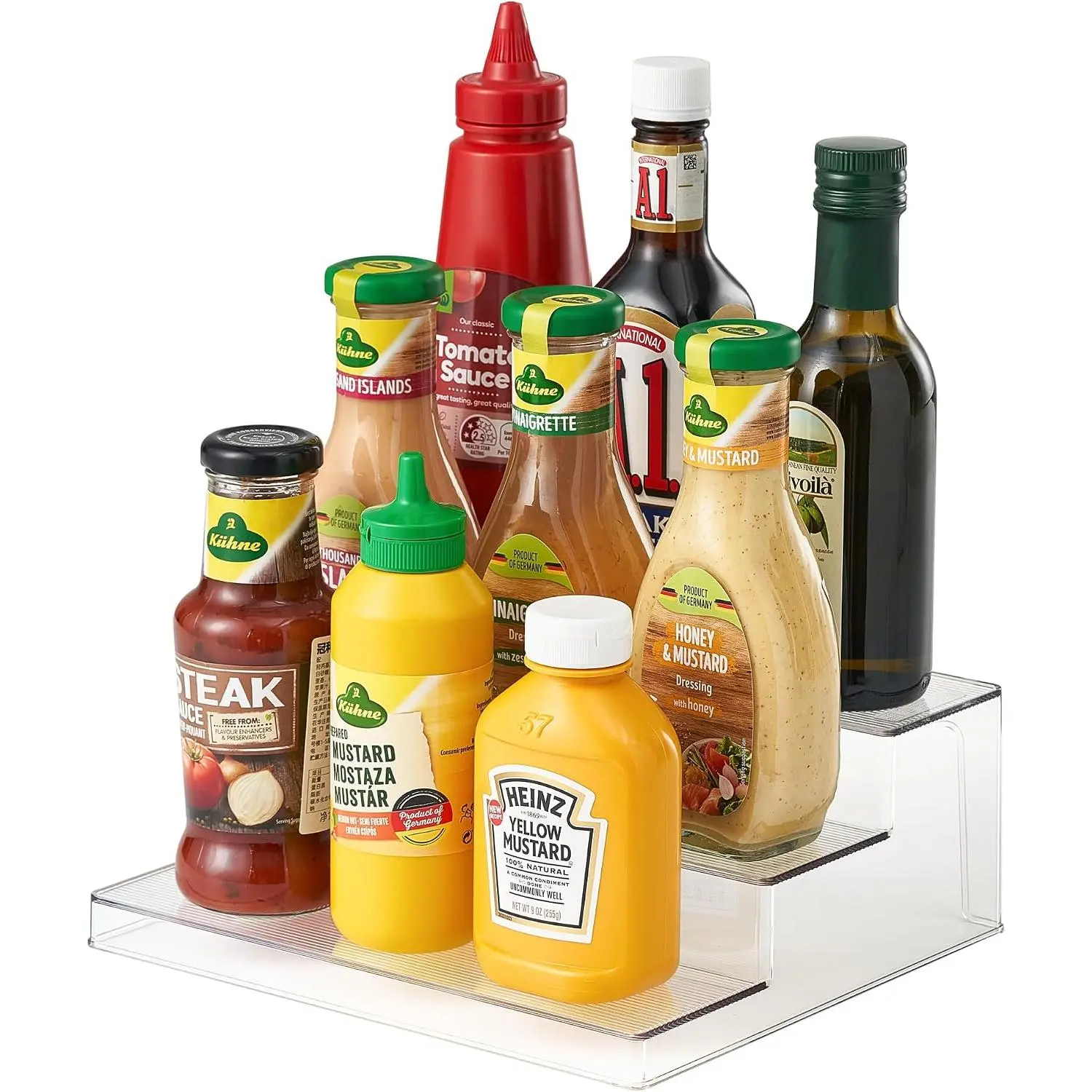 Clear  Rack, 3 Tiered Shelf  Organizer for Cabinet,  Shelf and Jar Organizers Make Up Organization  for Pantry, Bathroom, Kitchen, Bedroom, Office