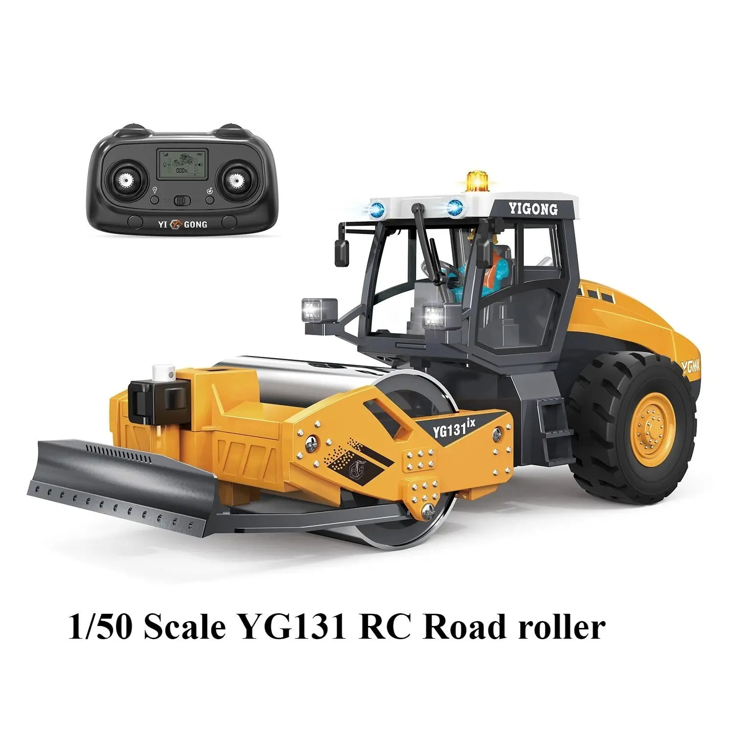 Yg131 Remote Control RC Road Roller Model RC Controlled, 1/50 Scale Hobby Grade Mini Alloy Engineering Vehicle, Lights and Sound, Kids Toy, New 2026