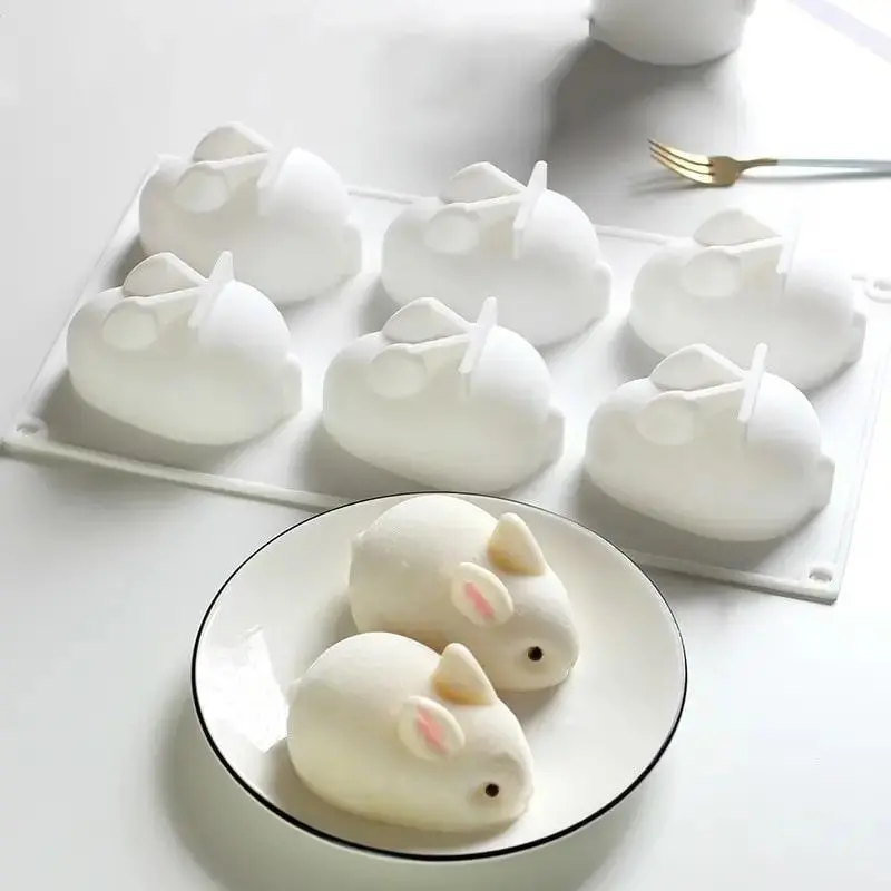 Cute Rabbit Design Silicone Mold, 6 Cavity Baking Mold, DIY Baking Mold for Home Kitchen