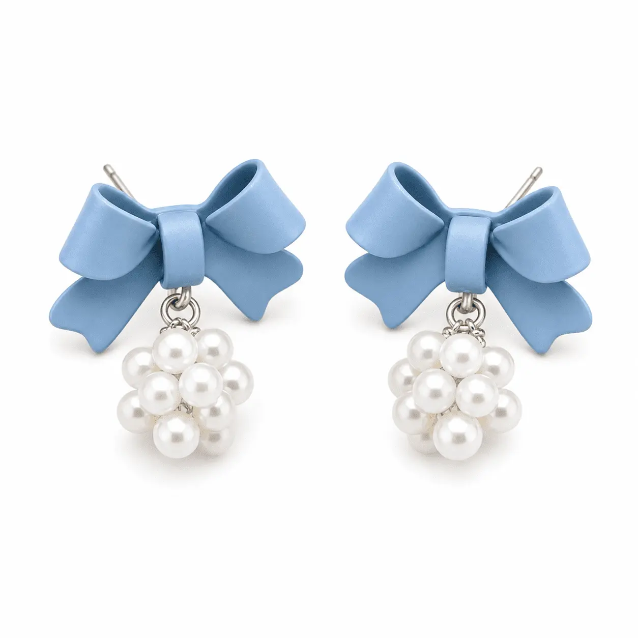 Women's 1-Pair Elegant Metal Oil Drip Blue Bowknot & Artificial Pearl Earrings - Female Party Accessory, Valentine Gift for Mother, Cherished Woman Ideal Gift for Mom
