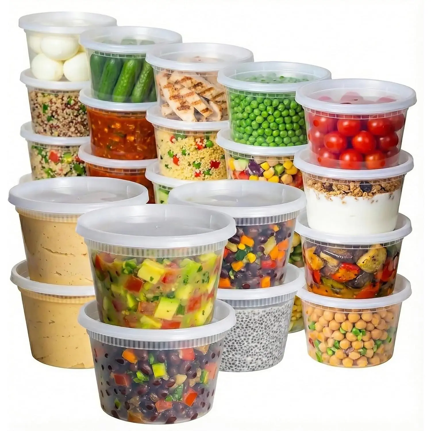 Storage Containers [10 Set] x [16 oz] Plastic Deli Containers with   Soup Meal Prep Containers |  | Stackable | Leakproof | Microwave/Dishwasher/Freezer (10 Set, 16 oz)