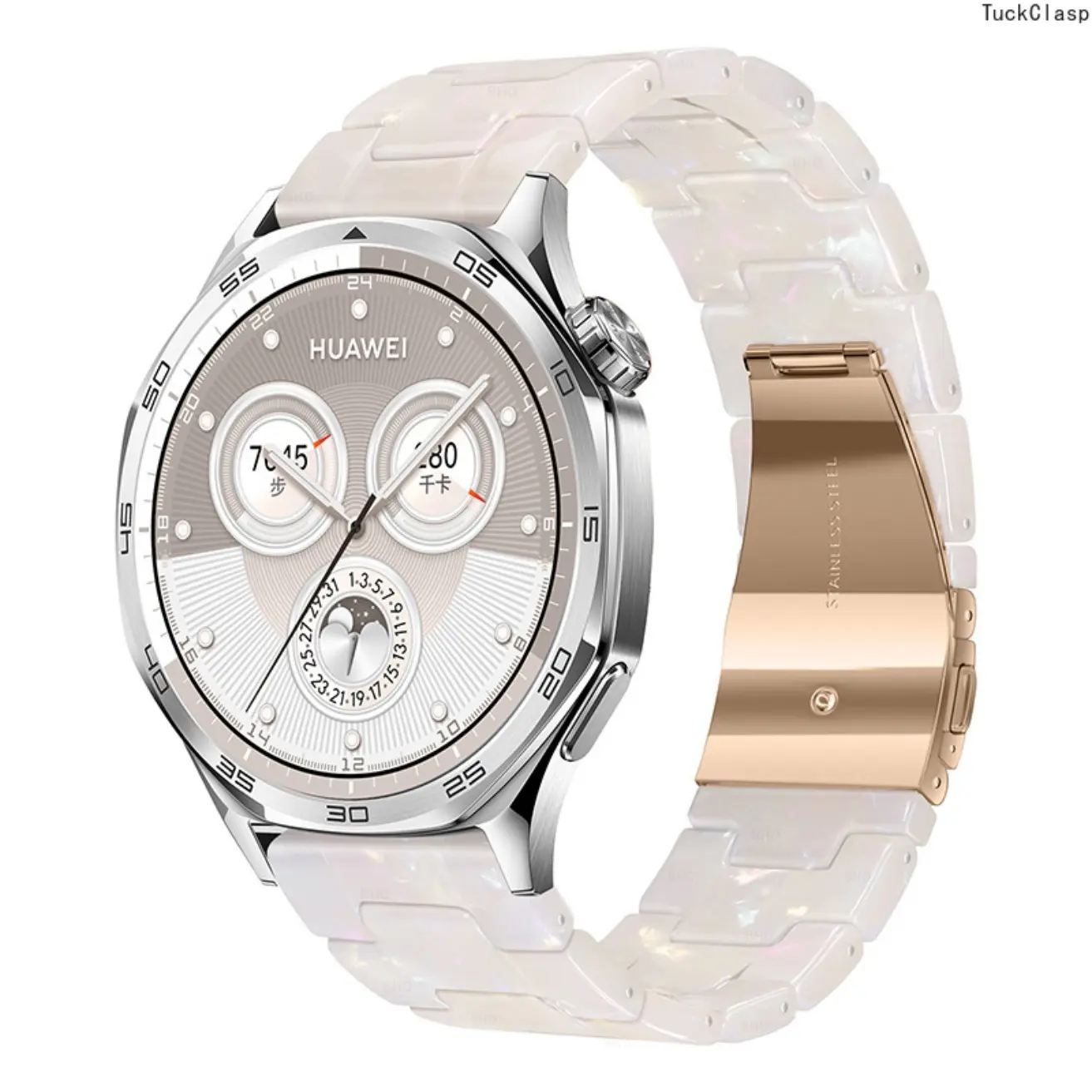 2026 New Resin 3-Link Colorful Watch Strap – Fits Huawei GT6/5 & Samsung Watch 7 (22mm), Lightweight & Fun for Summer Rotation