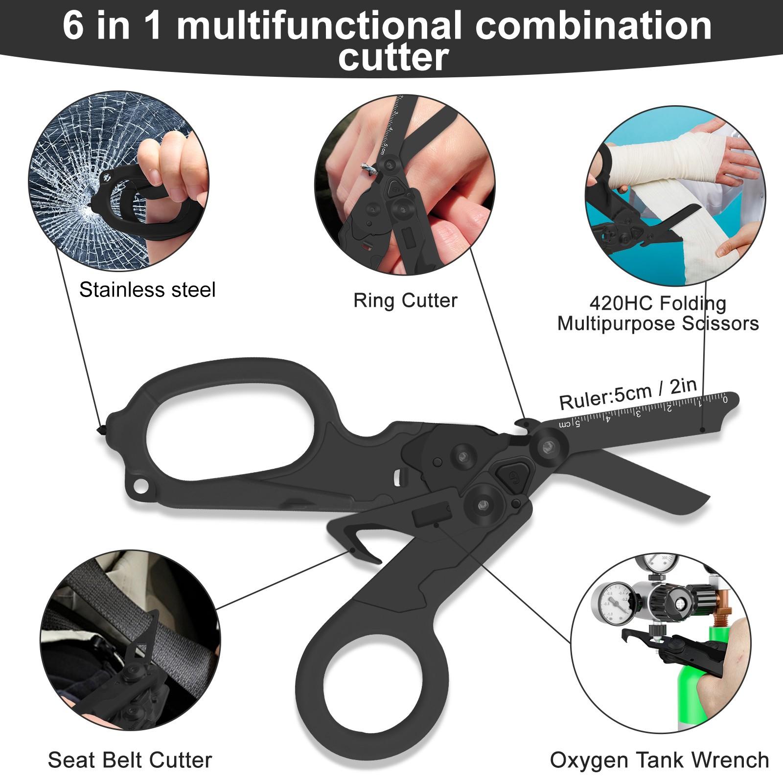 Foldable Trauma Shears with Holster, 1pc Emergency-Response Scissors for Nurses, Tactical Multi Tool EMT Shears with Gift Box, Heavy Duty Scissor