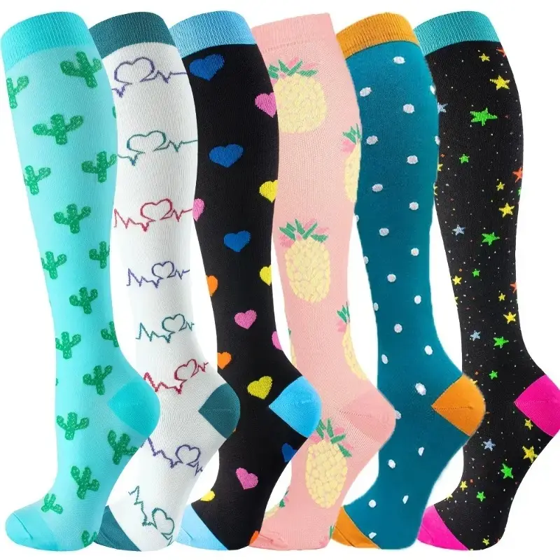 20‑30 mmHg Compression Socks for Men & Women, Plant Pattern Breathable Gym Socks, Circulation Support for Tired Legs Sports Workouts