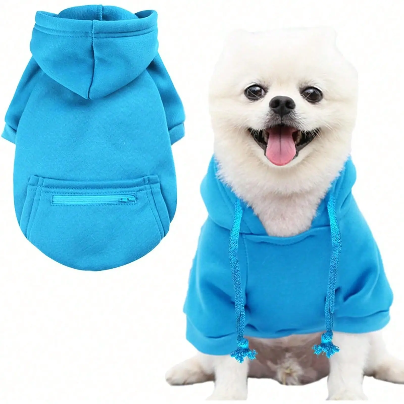 1 Pieces Winter Hoodie Sweatshirts with Pockets Warm Clothes for Small Dogs Husky Clothes Chihuahua Coat Clothing Puppy Cat Custume Small medium-sized dog zipper pocket hoodie Dachshund Clothes