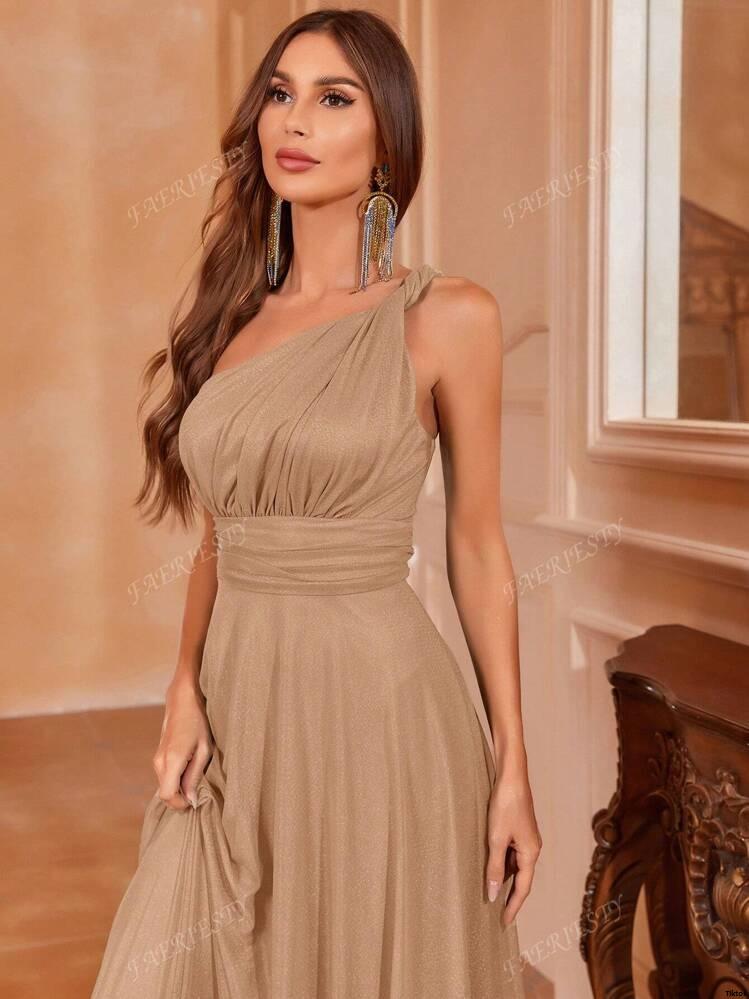 Galas - u2013ElegantSpring FaeriestyAsymmetricalNeckFormalEveningDressWithFittedWaist FlowingHem | SummerMaxiGownForRedCarpet Weddings UpscalePartiesBridesmaidDress