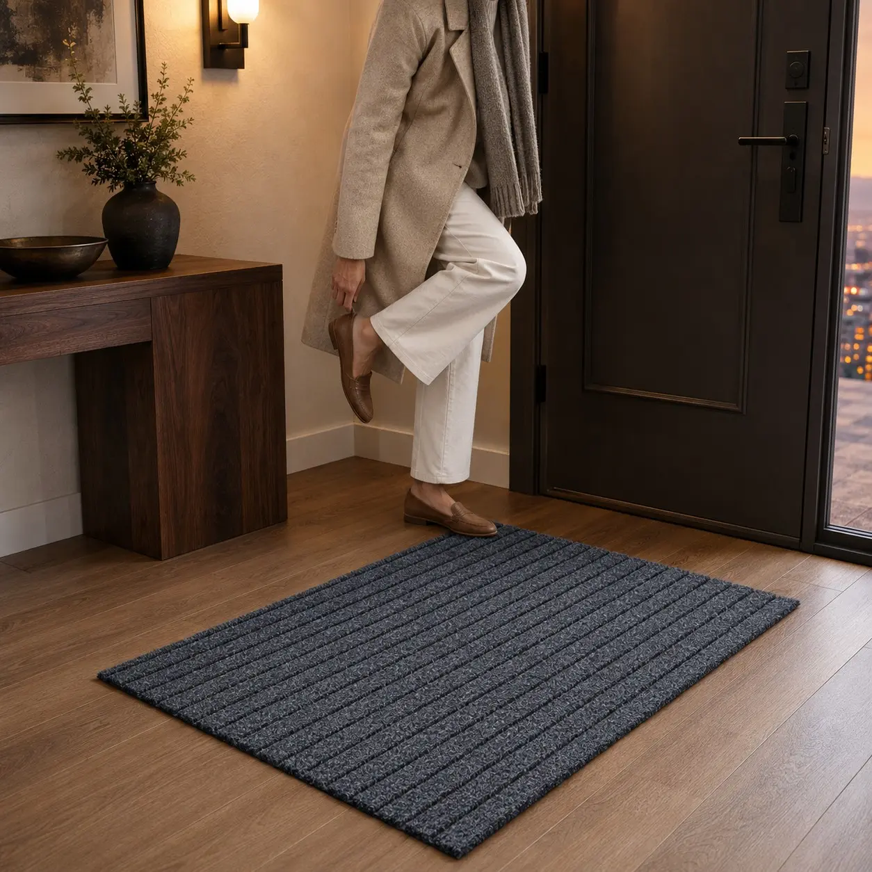Cuttable Striped Non-Slip Door Mat, Low Profile Dustproof Long Rug, Anti-Slip Base Design, Ideal for Inside Entrance Doormat, Entryway, Kitchen, Hallway, Balcony, Indoor/outdoor Entrance