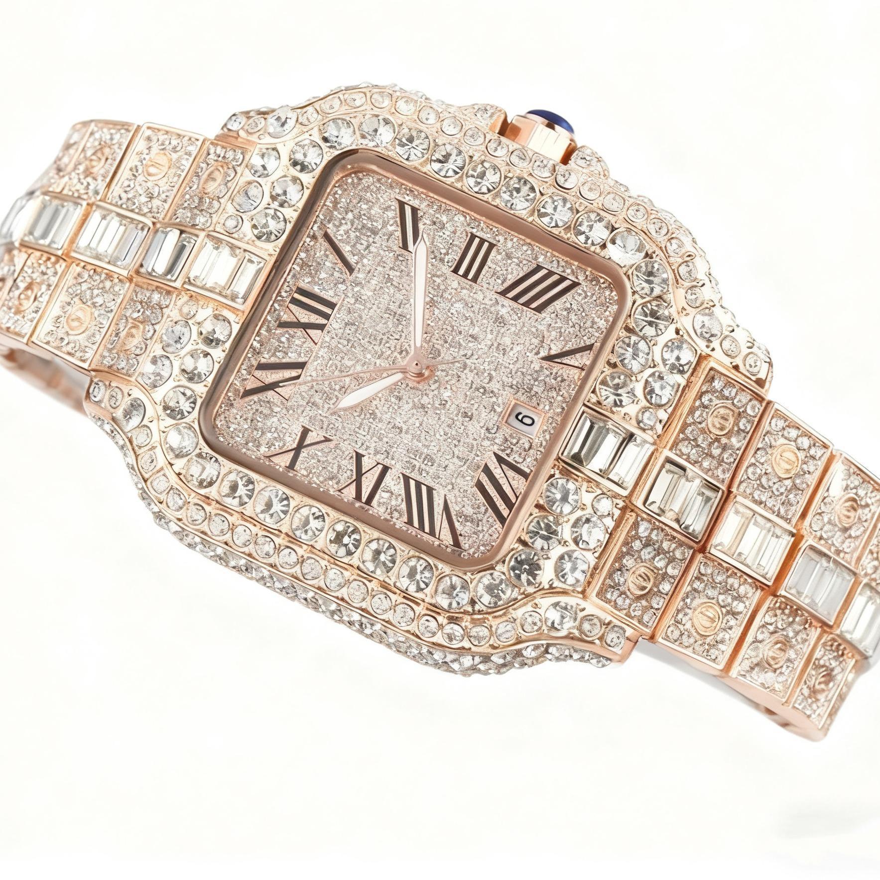 High quality iced out  wrist watch automatic waterproof bling bling