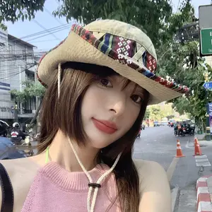 Unique Design Mixed Pattern Hat Wide Brim Sun Hat With Adjustable String UV Protection Sunscreen Summer Beach Vacation Traveling Accessory Outfits Everyday Workout Hat For Teens Adults Unisex