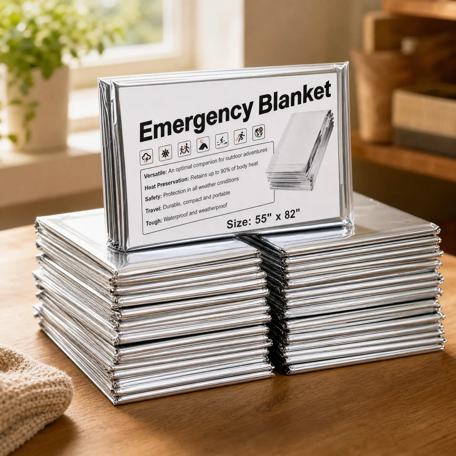 6 Pack Emergency Mylar Blankets - Space Blanket Survival Kit, Insulating Reflective Foil Thermal Blankets for Outdoors, Hiking, Camping, Emergency Rescue
