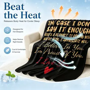 Love Letter Quote Cooling Blanket – Lightweight Summer Blanket for Hot Sleepers & Night Sweat, Breathable & Cool Thin Cover for Couch Bed, Soft Comfy Bedding, Ideal Summer Gift for Lovers Couples