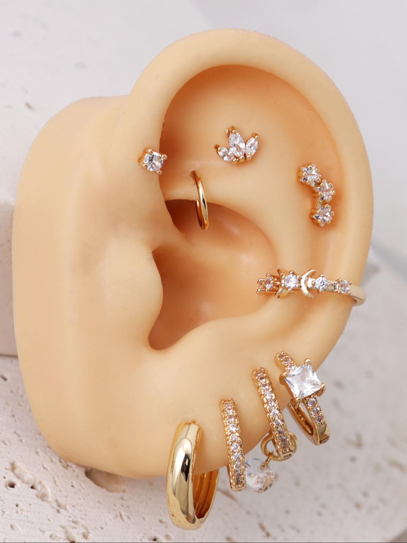 Star & Moon Design Earrings Set, Earring Stack, Fashionable Earrings for Women & Girls, Casual Jewelry for Party, Daily Clothing Decor, Trendy All-match & Exquisite Jewelry for Gift, Earring Stacking Set