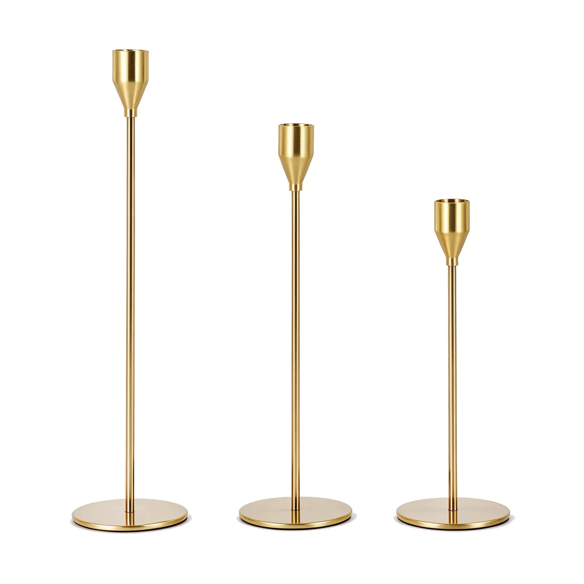 Tall Candle Holder Set, 3-Piece Conical Pillar Candle Stick Stand Decor, Centerpiece for Table, Wedding, Holiday, Fireplace, Vintage Room Decoration, Moving Gift