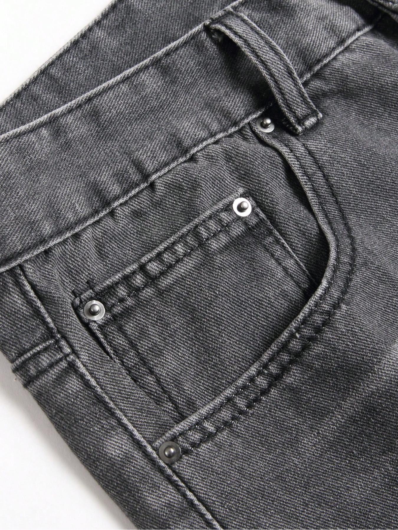 Men's Wide Leg Denim Shorts(Without Metal Chain), Denim Bermuda Shorts, Loose Street Fashion Casual Comfy Pocket Denim Shorts for Daily Wear, Woven Bottoms for All Seasons