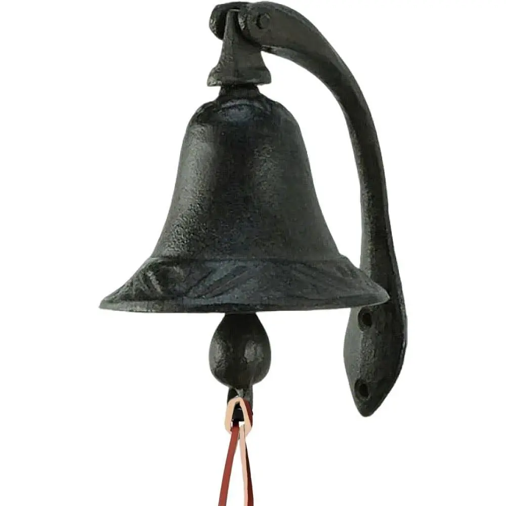 Cast Iron Logan Dinner Bell with Bracket Dinner Bell - Feel The Vibe of Traditional Family Meals and Gatherings. Made of Heavy Cast Iron