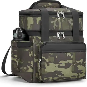 Insulated Lunch Bag & Lunch Box for Men - Double Deck Reusable Lunch Bag for Women Tote Cooler Bag Leakproof Soft Expandable - Large Lunchbox for Work/Adult/Picnic/Outdoor (Camo,15L)