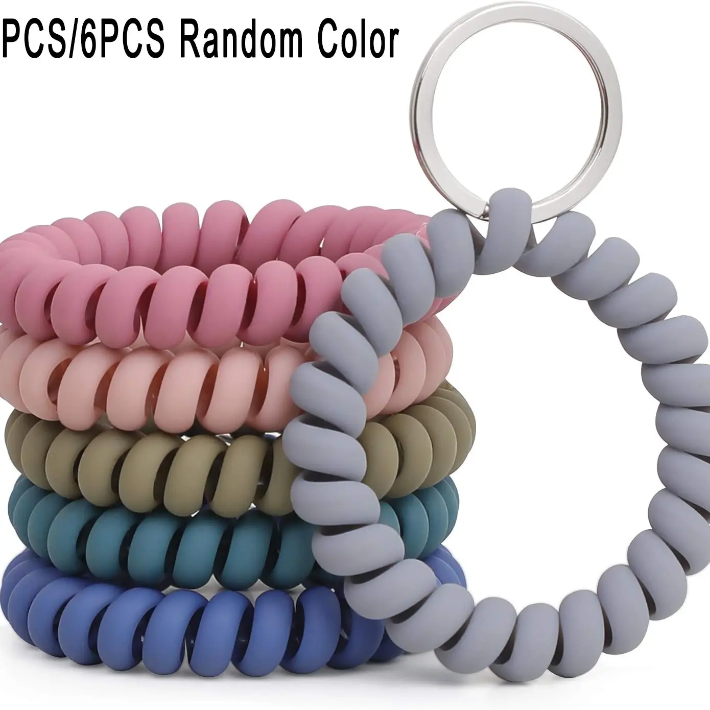 3PCS/6PCS Elastic Wristbands Keychains, Spring Elastic Spiral Wrist Coils, Ideal for Sauna Gym Pool ID Badges Outdoor Sports