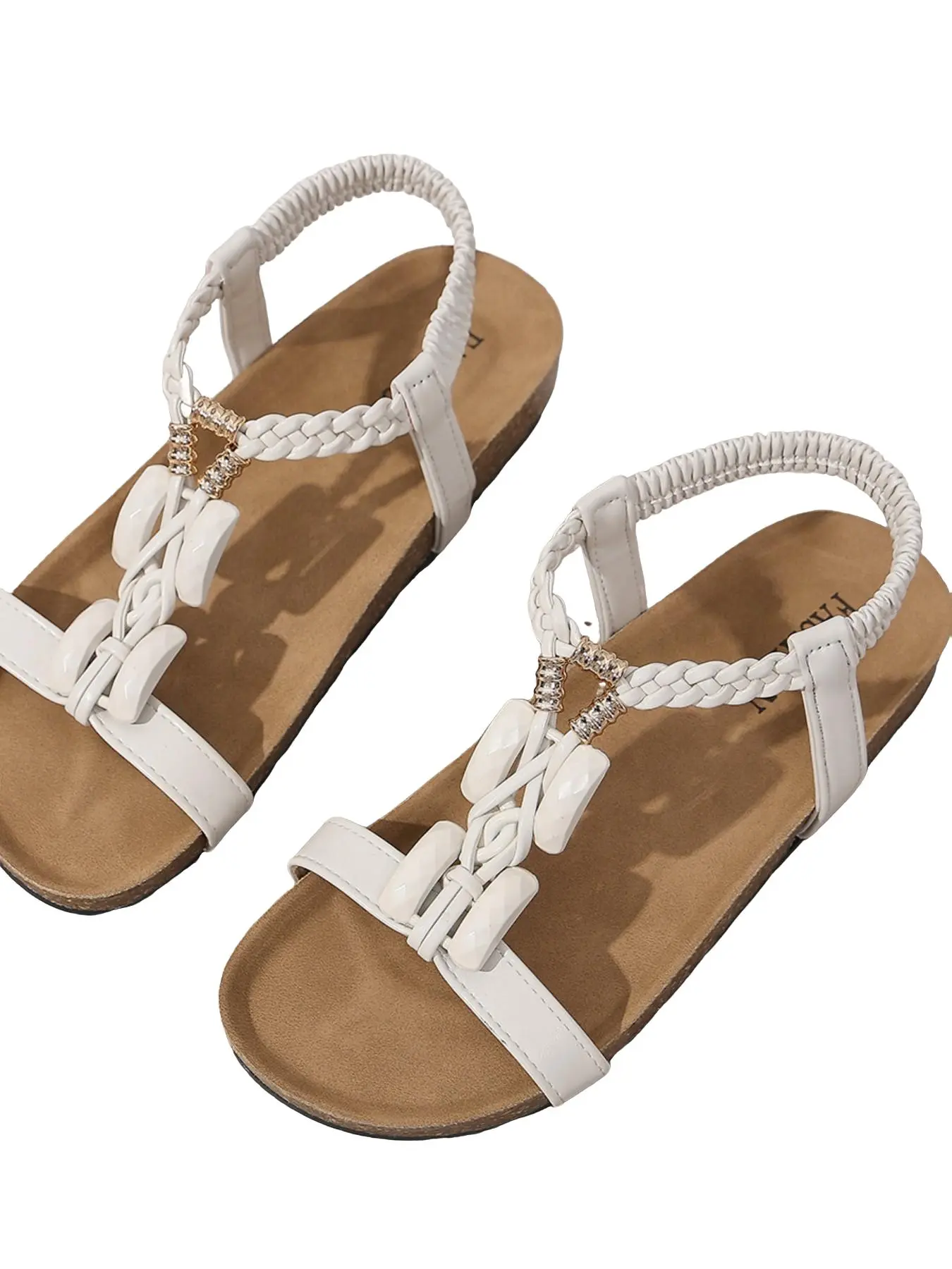Women's Braided Thin Strap Flat Sandals, Elastic Ankle Ring, Casual Summer Footwear, Comfortable Vacation Slippers, Trendy Women's Shoes