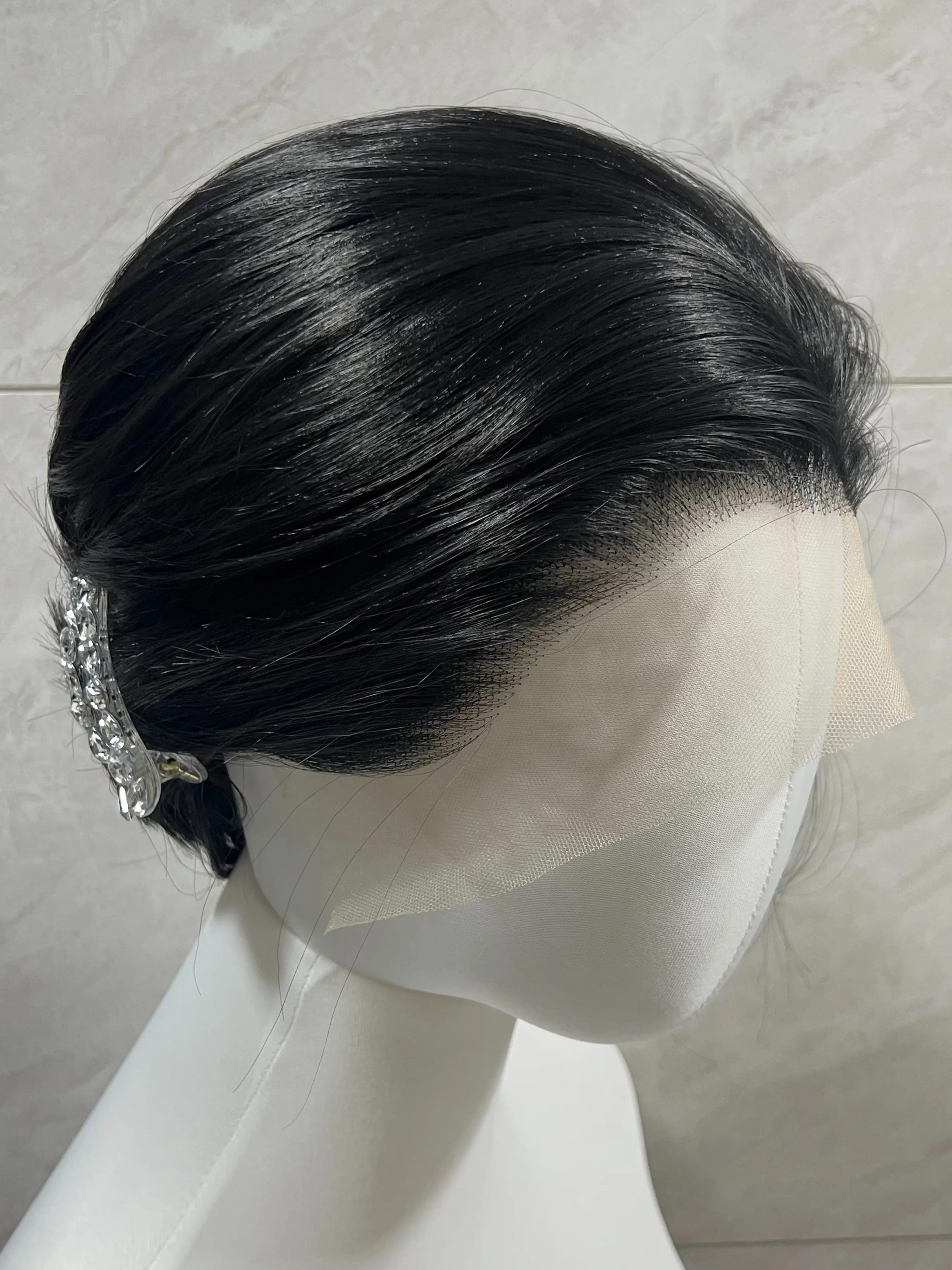 Short Black Wig For Man 8inches Short Straight Lace Wig for Women, High-Quality 150% Density Free Parting, Synthrtic Heat-Resistant Fiber, Daily