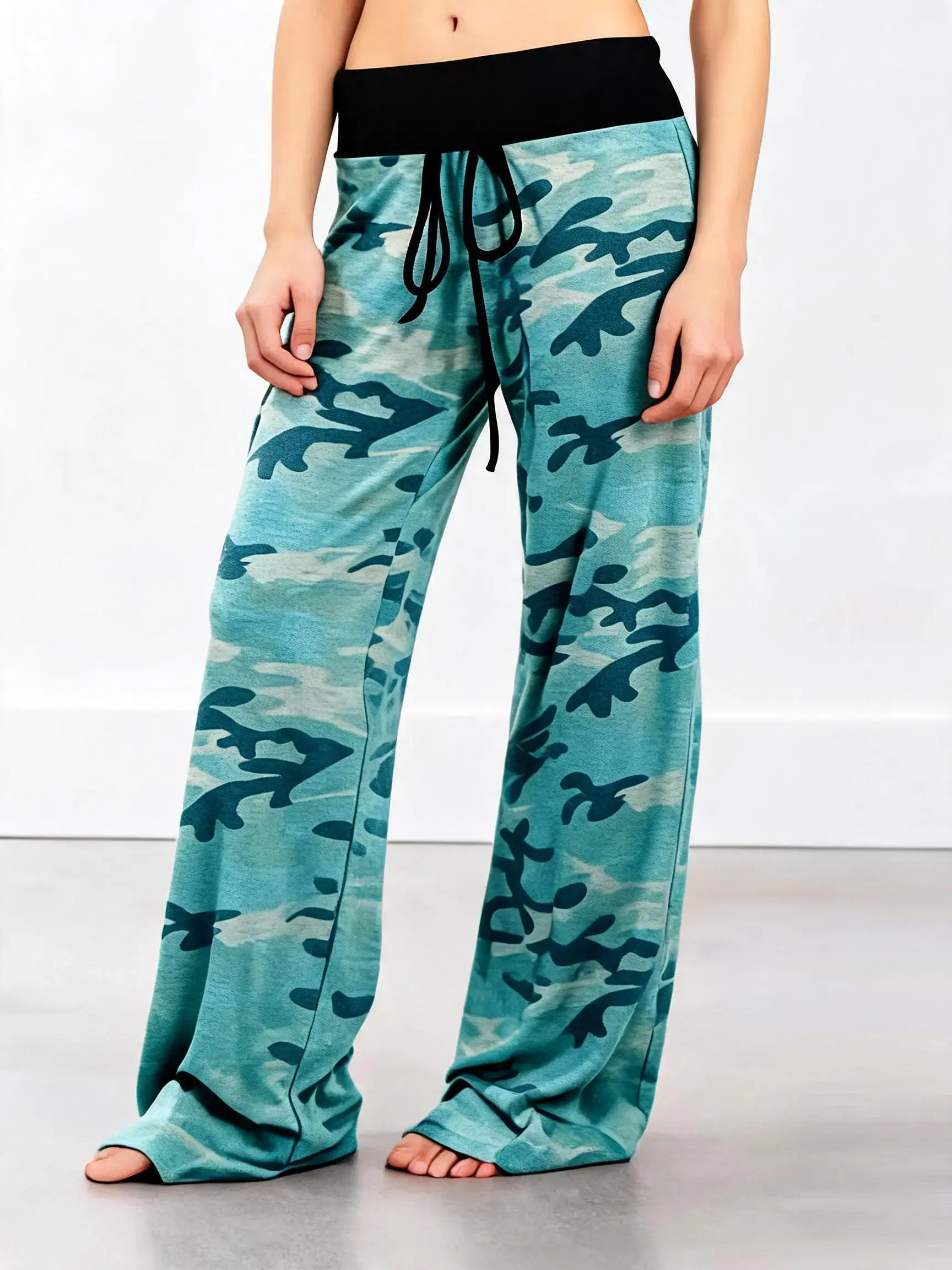 Women's new camouflage printed long pants soft comfortable elastic jersey pants casual pants Loungewear Homewear Nightwear sleeping pants S-XXL
