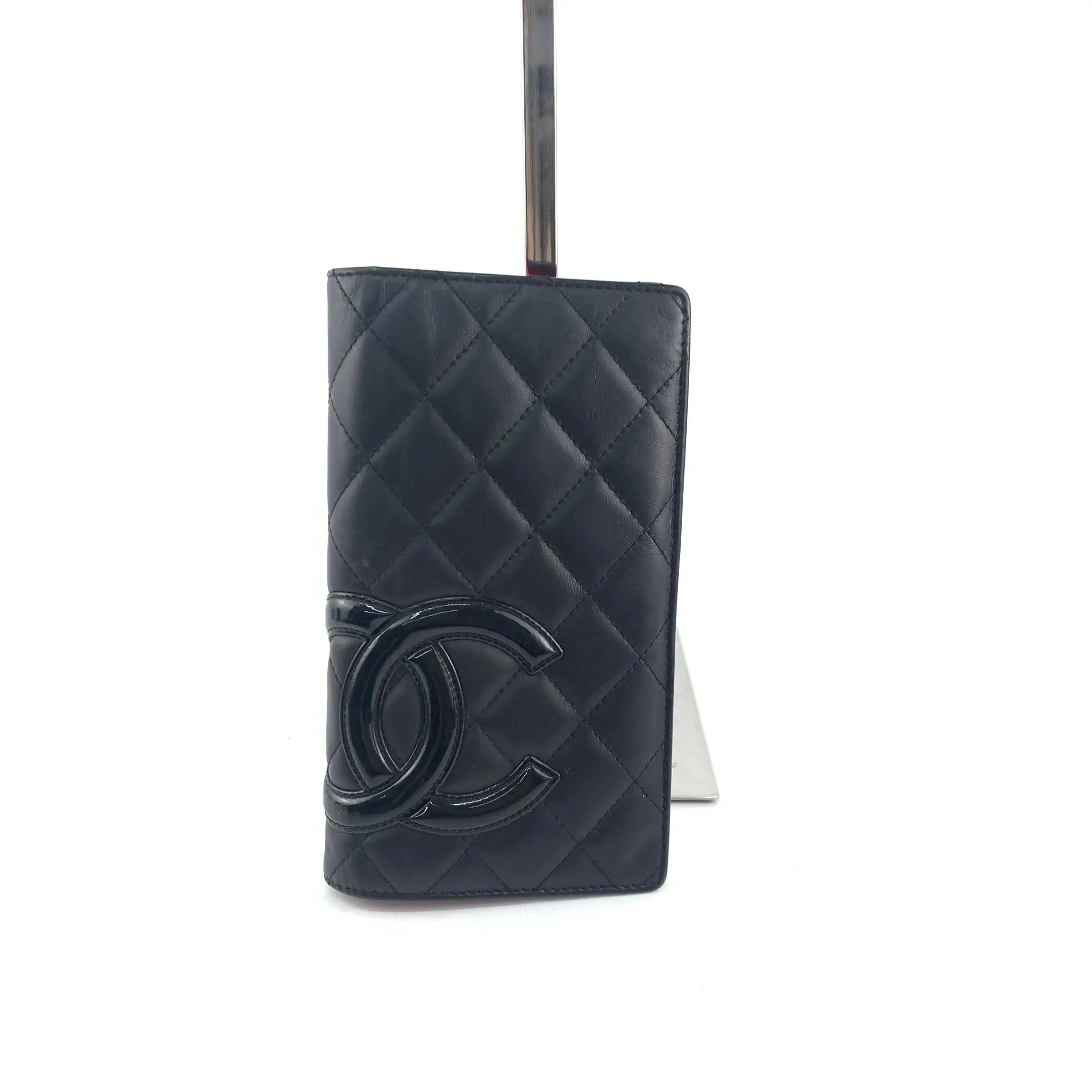 Pre-owned CHANEL 4849|Chanel Cambon Long Wallet Quilted Lambskin Enamel CC