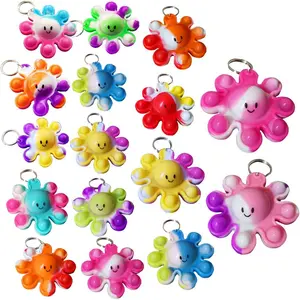 24 Pack Bulk Octopus Fidget Bubble Pop Keychain for Teens Kids Birthday Party Favors Classroom Summer Student Giftsfidget toys