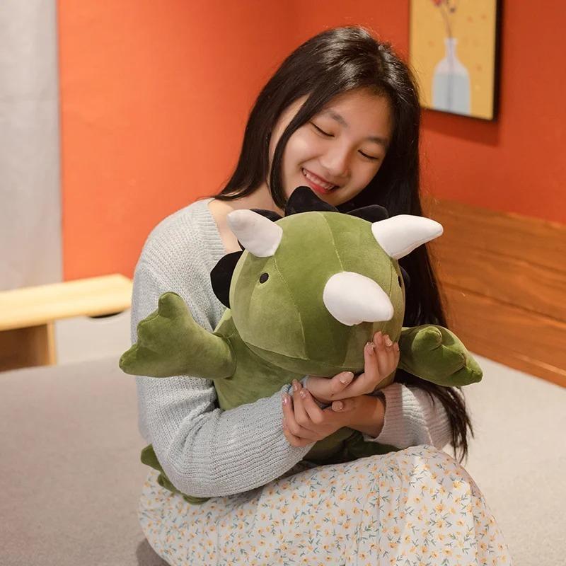 Cute Dinosaur Weighted Plush Toy Cartoon Game Character Pink Green Dinosaur Soft Stuffed Pillow For Kid Christmas Birthday Gift