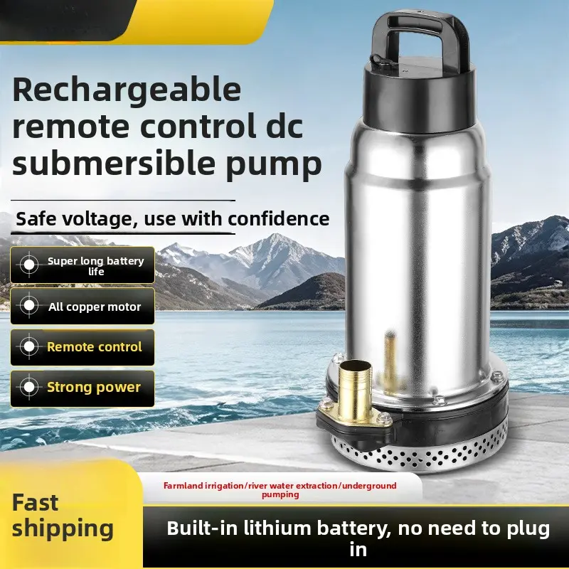 Remote Controlled 12V Lithium Battery DC Submersible Pump, Cordless Portable Water Pump for Garden Irrigation, Car Wash, Landscape Fountain, Boat Bilge Water Removal Outdoor Use