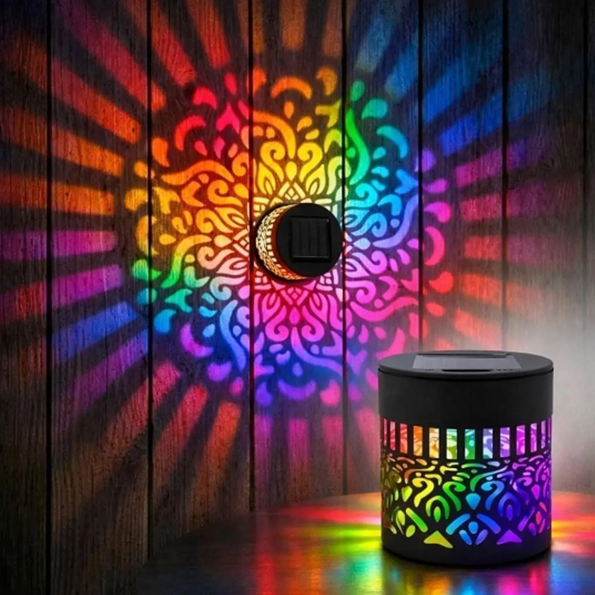 Solar Mandala Lamp, Waterproof Metal Outdoor Deck Step Wall Light, LED Fence Light, Solar Fencing Lights, Garden Patio Yard Decor, Halloween Christmas Party Lights
